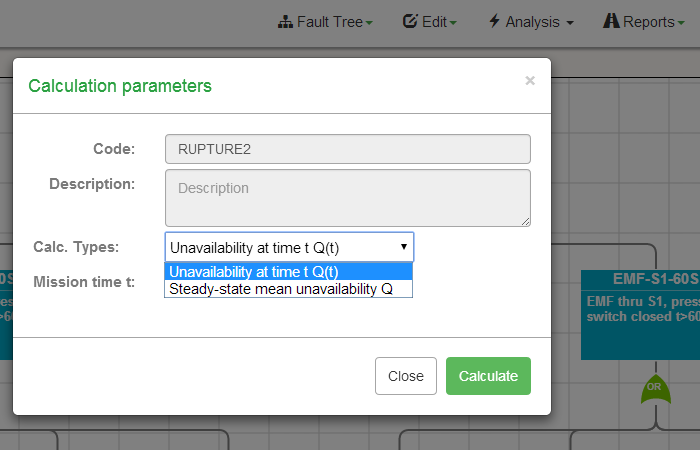 Fault tree probability Calculation